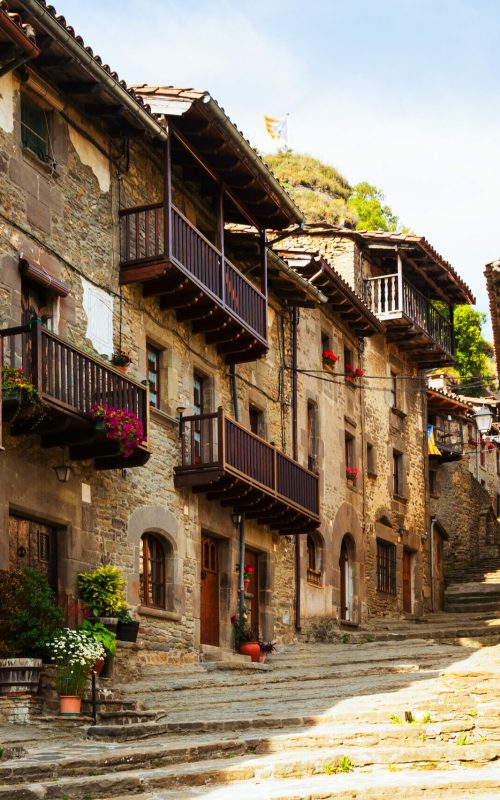 picturesque view of old Catalan village. Rupit,  Catalonia